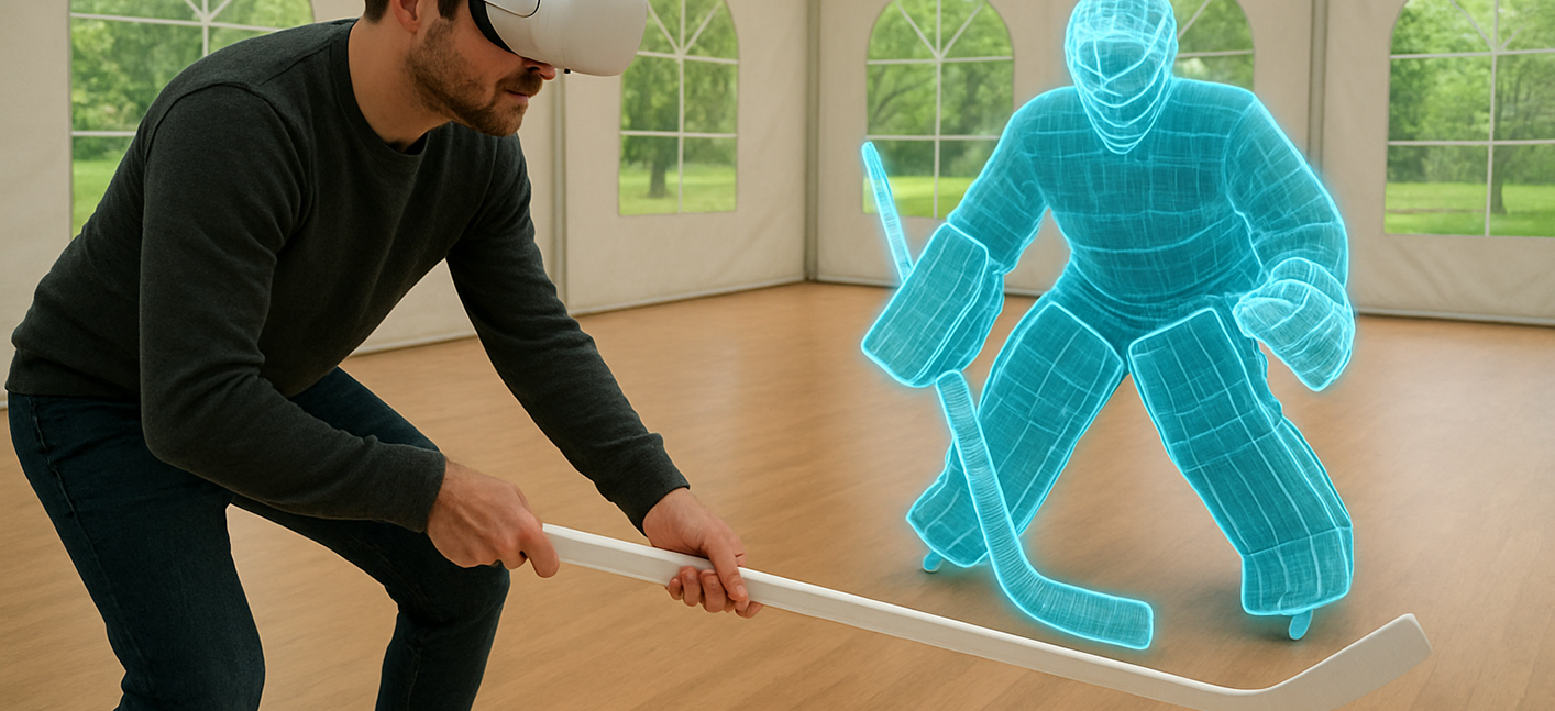 Try ice hockey training with VR and AR technology